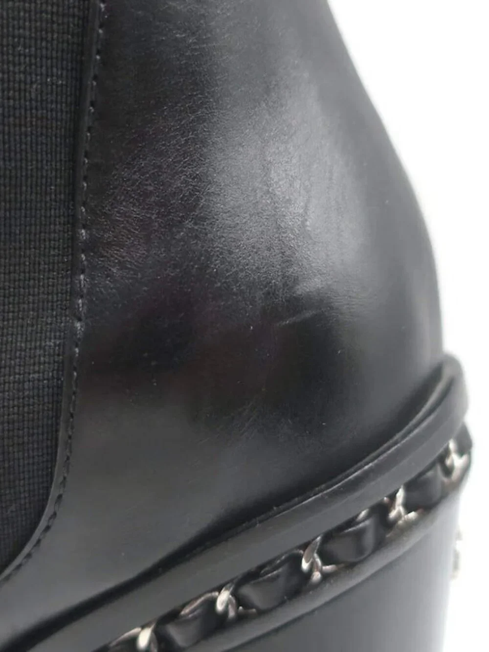 Chanel Chain-Trimmed High Heel Chelsea Boots Black Leather Size 39 - Picture 12 of 16